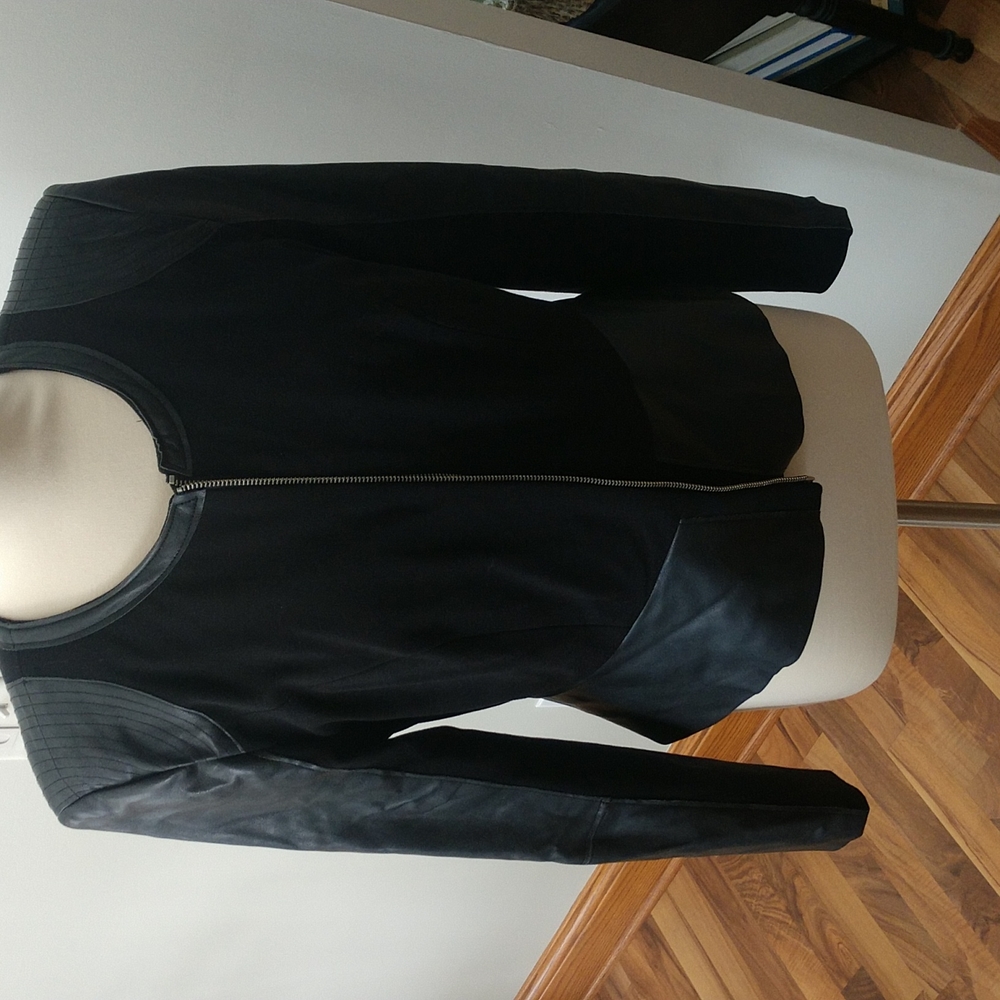 Faux leather inlay jacket